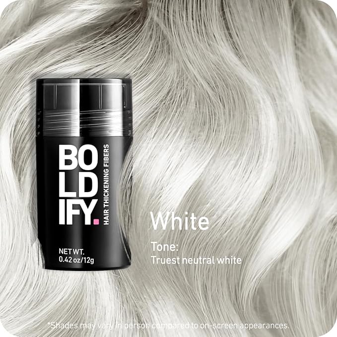 BOLDIFY Hair Fibers (12g) - Fill In Thinning and Fine Hair for an Instantly Fuller, Thicker Look - 14 Shades for Women & Men - White-VivaGrace Women