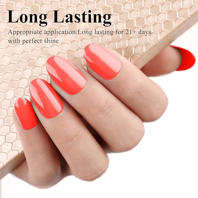 Imtiti Gel Nail Polish, Coral Gel Polish Bright Gel Polish for Manicure Salon or DIY Gel Nail Design Decoration at Home, Gift for Women Girls 1Pcs