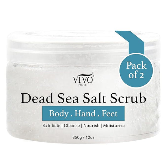 Vivo Per Lei Dead Sea Salt Scrub - Body Exfoliating Scrub with Dead Sea Minerals - For Hands, Feet & Body - Pack of 2-VivaGrace Women