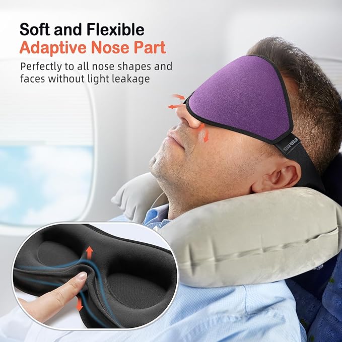 LitBear Sleep Mask for Side Sleeper Women Men, Eye Mask for Sleeping Light Blocking, 3D Contoured Cup Sleeping Mask, Soft Breathable Sleep Eye Mask with Adjustable Elastic Strap for Flight Nap-VivaGrace Women