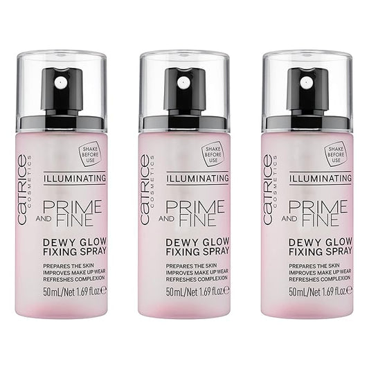 Catrice | Prime & Fine Illuminating Dewy Glow Spray | Transparent and Fast Drying Fixing Spray| Paraben Free & Vegan | Cruelty Free (Pack of 3)-VivaGrace Women