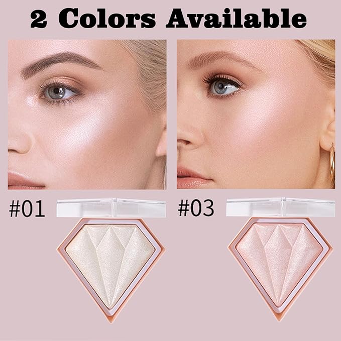MEICOLY Baked Highlighter Powder Palette,Natural Face Highlighter Shimmer Powder,Long Lasting Glittery Highlighter Makeup Face Luminizer,03 Fairy Pink-VivaGrace Women