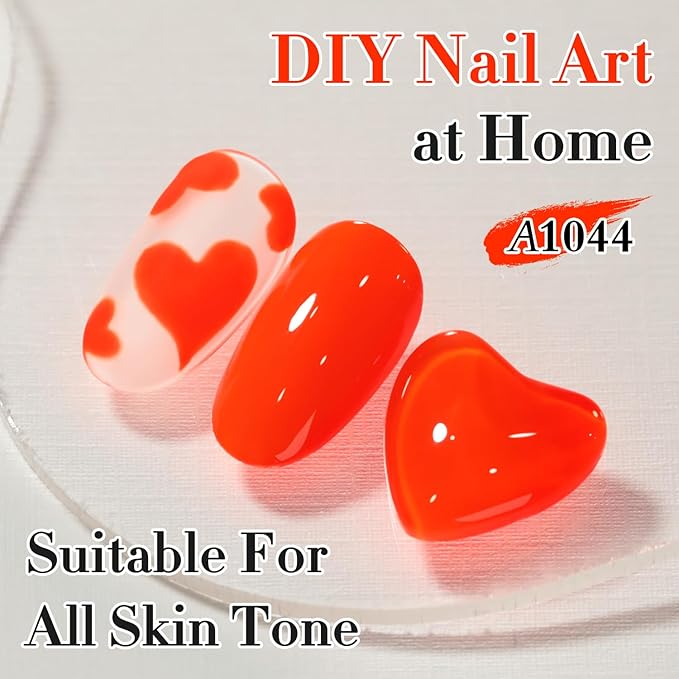 Double Rhythm 0.50 OZ Gel Polish Hema Free Same Color Same Bottle Golden Round Translucent Neutral Natural Milky 15 ML Jelly UV Polish Art DIY at Home (Neon Orange-C1044)