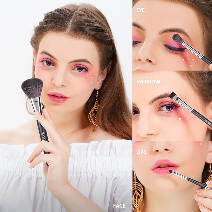 Docolor Professional Makeup Brush Set 29Pcs Makeup Brushes Valentines Day Gifts Premium Goat Synthetic Fiber Foundation Face Powder Blush Concealer Eyeshadows Make Up Brushes with PU Leather Case-VivaGrace Women