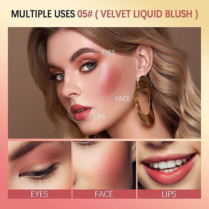 Liquid Blush, Soft Cream Liquid Blush for Cheeks, Light Weight,Long Lasting, Smudge Proof, Natural-Looking, Dewy Finish, For Natural-looking Flush & Everyday Wear(03#)-VivaGrace Women