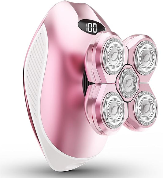 Electric Razors for Women, 5-in-1 Rechargeable Body Shaver - Waterproof Wet Dry Hair Remover - Trimmer for Lady Face Underarms Legs (Pink)-VivaGrace Women