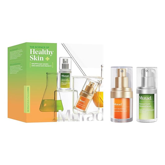 Murad AM/PM Super Serums - 2-Piece Trial Kit ($95 Value) - Retinol and Vitamin C Serum - Vita-C Glycolic Serum 0.5Fl Oz, Retinol Serum 0.5Fl Oz-VivaGrace Women