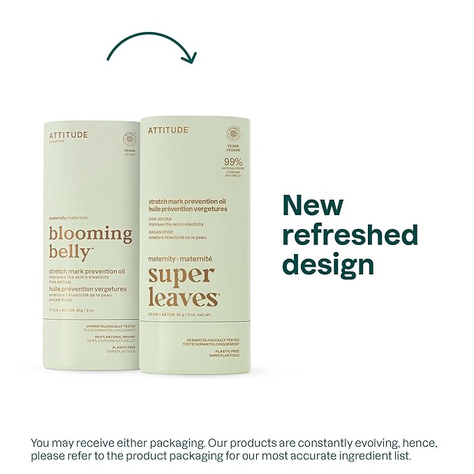 ATTITUDE Plastic-Free Pregnancy Stretch Mark Prevention Oil, EWG Verified, Dermatologically Tested, Plant and Mineral-Based, Vegan Maternity Products, Pink Argan, 3 Ounces-VivaGrace Women