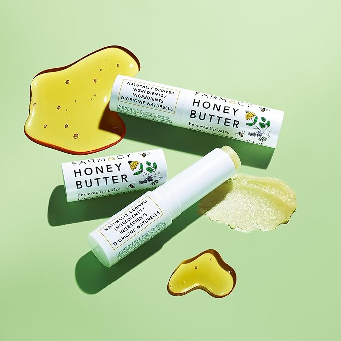 Farmacy Beeswax Lip Balm - Honey Butter Moisturizing Lip Care + Chapped Lip Treatment - Enriched with Cupuaçu + Cocoa Butters, Proprietary Honey Blend and Vitamin E to Nourish, Soften + Heal (3.4g)-VivaGrace Women