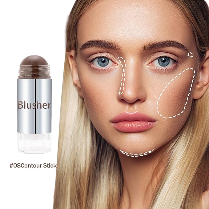 Boobeen Blush Stick Highlighter Makeup Stick Matte Contour Stick, Lightweight Cheek Blush Cream Shimmer Contouring Stick, Waterproof Multi Stick for All Skin Smooth & Natural-VivaGrace Women