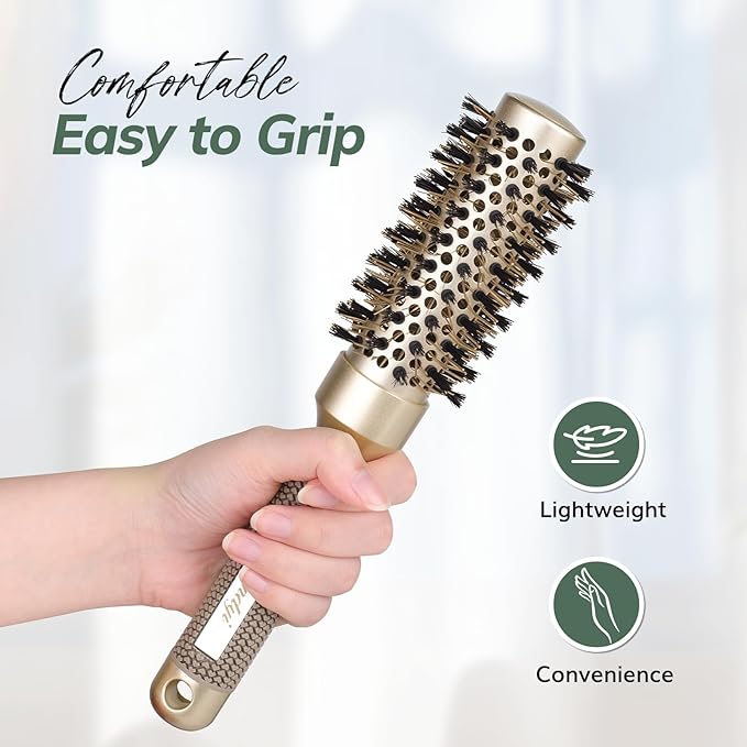 Round Brush for Blow Drying, Nano Thermal Ceramic & Ionic Tech Hair Brush with Boar Bristles, Professional Round Barrel Brush for Styling, Curling and Straightening by Sndyi (2.3Inch, Barrel 1.3 Inch)-VivaGrace Women
