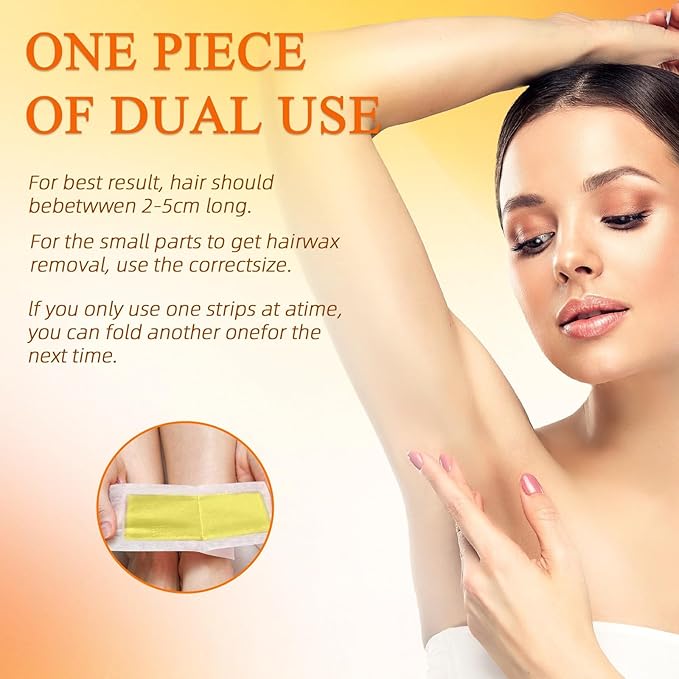 Wax Strips for Hair Removal, Waxing Kit For Women, 60 Pcs - 40 Body Wax Strips, 20 Pcs for Face, 6 Cleansing Oil Towelettes Suitable for Face/Legs/Underarms/Bikini-VivaGrace Women