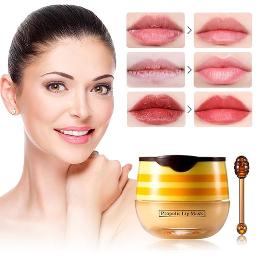 Bee Honey Lip Balm Honey Pot, Bee Honey Lip Mask, Reduces Lip Lines, Hydrate & Moisturizing Lip Skin Care, Prevention Dry Cracked Lips, Bee Honey Lip Balm for Lip Repair Treatment-VivaGrace Women