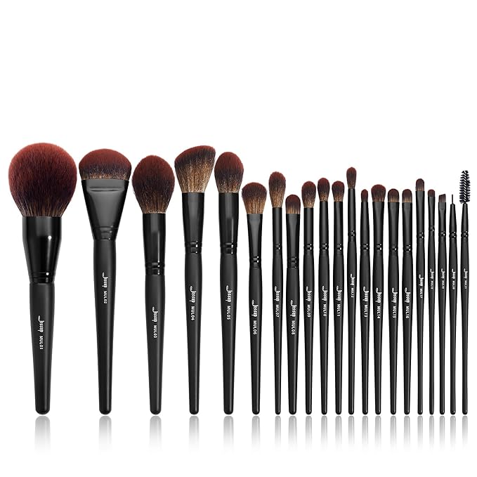 Jessup Makeup Brushes Set Premium Synthetic Powder Foundation Highlight Concealer Eyeshadow Blending Eyebrow Liner Spoolie Brush Set Black 21pcs T271-VivaGrace Women