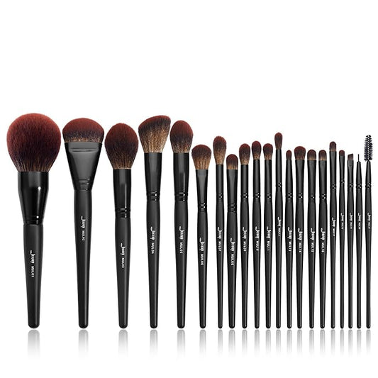 Jessup Makeup Brushes Set Premium Synthetic Powder Foundation Highlight Concealer Eyeshadow Blending Eyebrow Liner Spoolie Brush Set Black 21pcs T271-VivaGrace Women