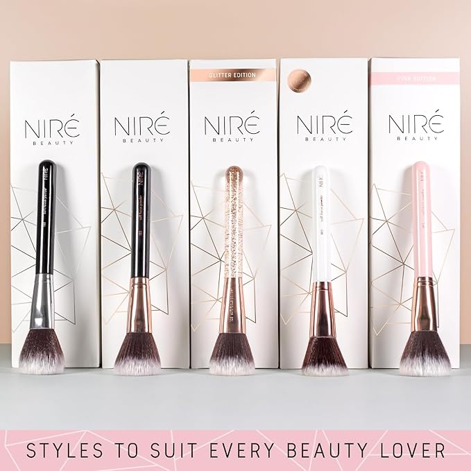 Niré Beauty 15piece Award Winning Pink Makeup Brushes: Pink Makeup Brush Set with Case, Makeup Sponge, Brush Cleaner, Guide, Gift Box-VivaGrace Women