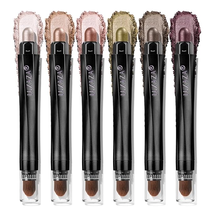 Shimmer Eyeshadow Stick Makeup 6PCS Set, Pink Metallic Matte Cream Eye Shadow Eyeliner Brightener Pencil Crayon - DESERT WILD-VivaGrace Women