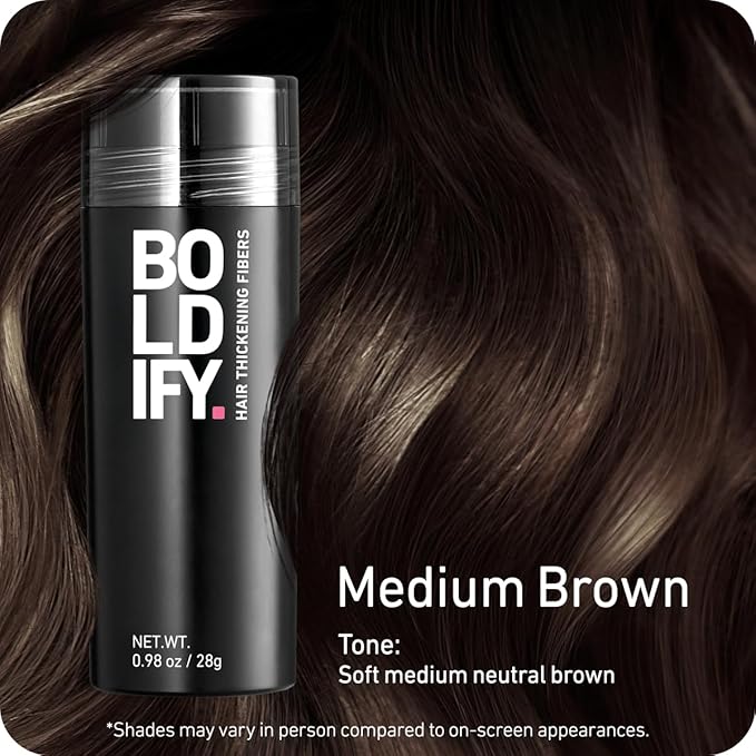 BOLDIFY Hair Fibers (28g) - Fill In Thinning and Fine Hair for an Instantly Fuller, Thicker Look - 14 Shades for Women & Men - Medium Brown-VivaGrace Women