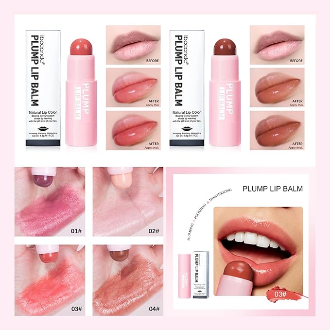 Plumping Lip Balm - Tinted Lip Balm Plumper - Enhancing & Hydrating Lip Moisturizer Fade Lip Lines Lip Care 0.17Oz/4.8g - 04 NOUGAT SAND-VivaGrace Women