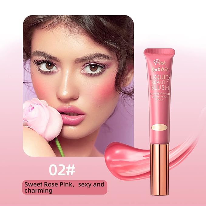 Liquid Blush Makeup Wand, Velvet Cream Blush Stick for Cheeks and Lips, Blush and Highlighter Stick, Easily Blendable, Long-Wearing, Smudge Proof-VivaGrace Women