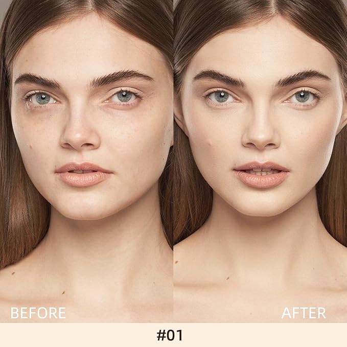Liquid Concealer Makeup, Full Coverage Concealer, Cream Face Concealer with Cushion Applicator, Highly Pigmented, Natural-Looking, Hydrating, Waterproof Concealer (#04 Ivory)-VivaGrace Women