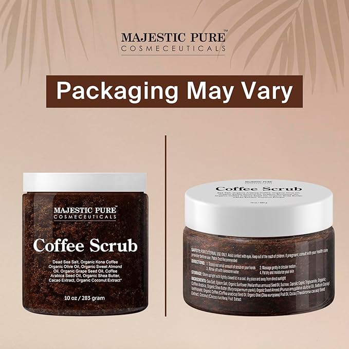 MAJESTIC PURE Arabica Coffee Scrub - All Natural Exfoliating Body Scrub for Skin Care, Stretch Marks, Acne & Cellulite, Reduce the Look of Spider Veins, Eczema, Age Spots & Varicose Veins - 10 Ounces-VivaGrace Women