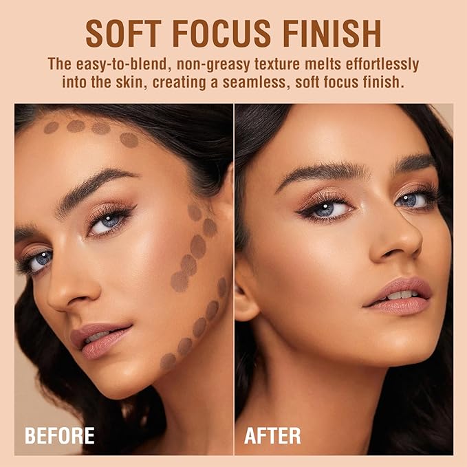 Liquid Contour Stick, Soft Cream Contour Makeup, Liquid Bronzer Face Concealer Matte Contouring with Cushion Applicator, Long Lasting Silky Face Contour Cream Bronzer Contouring Makeup (103)-VivaGrace Women
