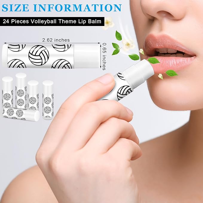 Demissle 24 Pcs Sports Team Gifts Sports Lip Balm Sports Party Favors Sports Theme Lipstick for Team Gifts(Volleyball)-VivaGrace Women
