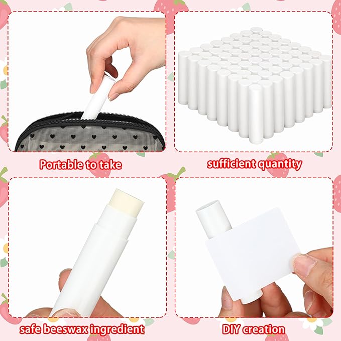 Demissle 150 Pcs Unlabeled Lip Balm Bulk Chapped Stick Blank Mini Lip Balm Gifts Moisturizing Lip Balms Favors for Women Homeless Wedding Bridal Shower Favors Baby Shower Guests Favors(Strawberry)-VivaGrace Women