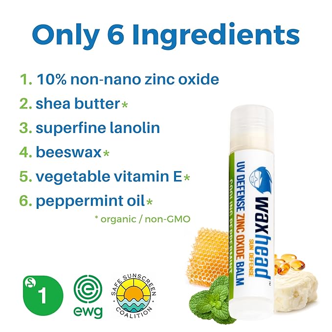 Waxhead Lip Sunscreen Lip Balm with SPF Lip Balm SPF, Zinc Sunscreen Chapstick SPF Chapstick with SPF, Organic Lip Balm with Sunscreen for Lips, Mint Lip Balm-VivaGrace Women