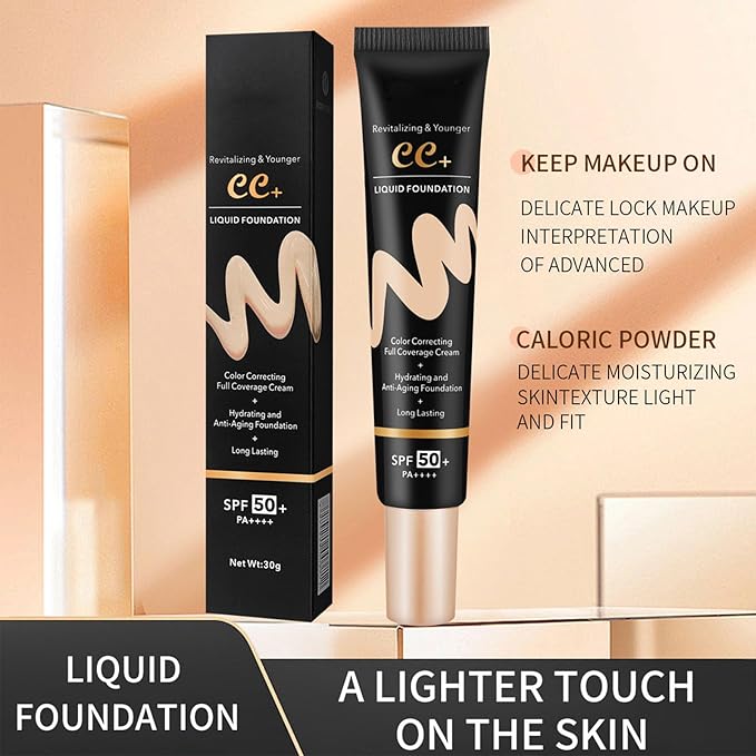 CC Cream Tinted Moisturizer with SPF 50, Color Correcting CC Cream, CC Cream Foundation Full Coverage Correcting Skin Tone, Cover Blemish, Hydrating & Long-Lasting Matte CC Cream (Natural)-VivaGrace Women