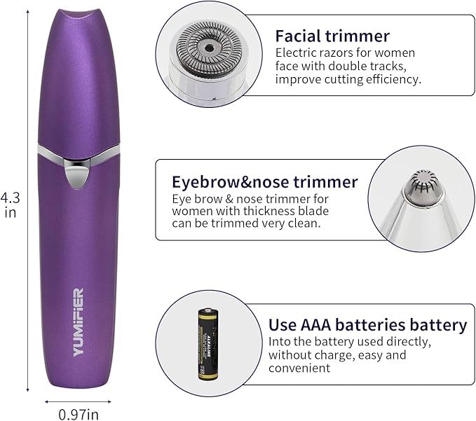 Eyebrow Facial Trimmer, Facial Hair Removal for Women, Smooth & Painless Face Razors Eyebrow Shaver for Women - 2 in 1 Facial Hair Remover & Eyebrow Trimmer with Built-in Battery for Face, Lip, Chin-VivaGrace Women