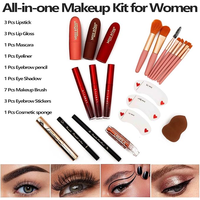 132 Color All- In- One Makeup For Women Full Kit,Professional Makeup Kit,Makeup Gift Set for Women,Girls&Teens,Include eyeshadow/lipstick/concealer/Lip Gloss/Eyeliner/Mascara（006N2-Silver）-VivaGrace Women