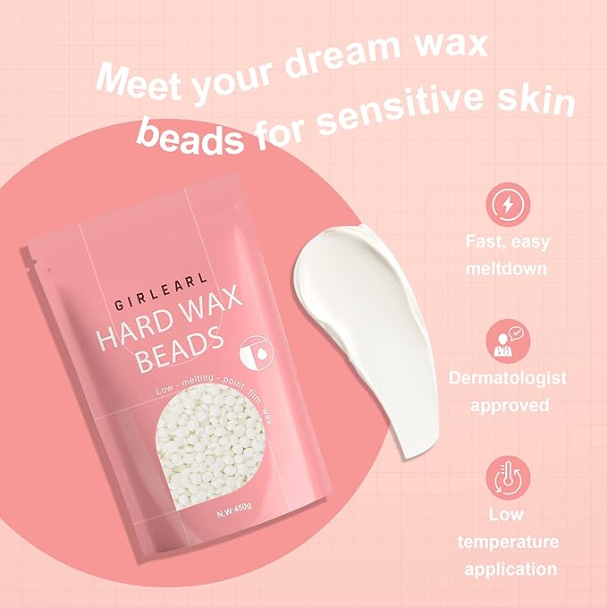 1lb Wax Beads for Hair Removal - Unscented Hard Wax Beads Refill for Professional Full Body Waxing - Ideal for Facial, Brazilian Bikini, Legs, and Underarms at Home for Women and Men (White)-VivaGrace Women