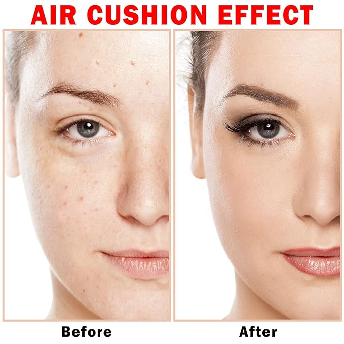 2PCS Mushroom Head Air Cushion CC Cream BB Cream Foundation,Moisturizing Concealer Makeup Base Foundation,Long Lasting Full Coverage Foundation with Mushroom Makeup Sponge(Natural)-VivaGrace Women