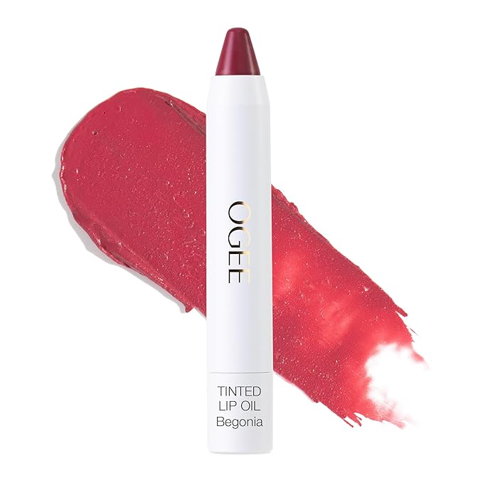 Ogee Tinted Sculpted Lip Oil - Lip Stain Made with 100% Organic Coconut Oil, Jojoba Oil, and Vitamin E - Best as Lip Balm, Lip Color or Lip Treatment - BEGONIA-VivaGrace Women