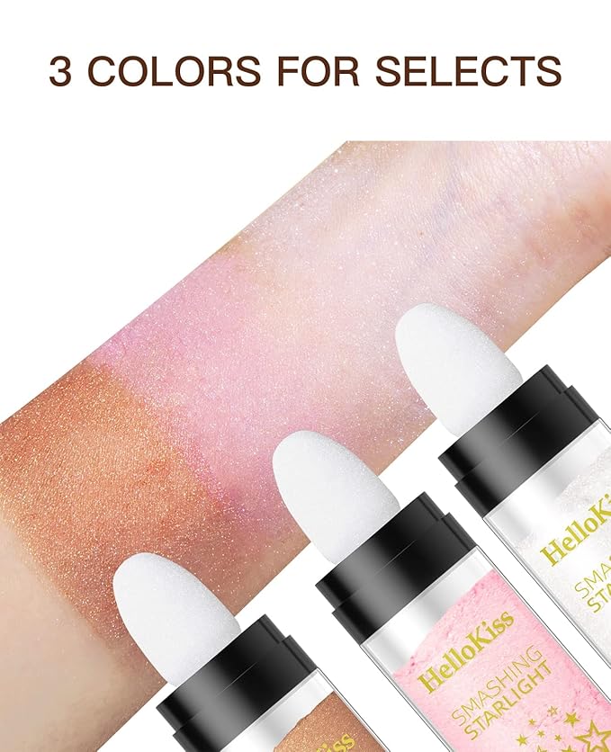 Fairy Highlight Puff Stick Highlight Patting Powder - Multi-Functional Shimmer Powder for Illuminating and Brightening Your Face and Body (#02 Pink)-VivaGrace Women