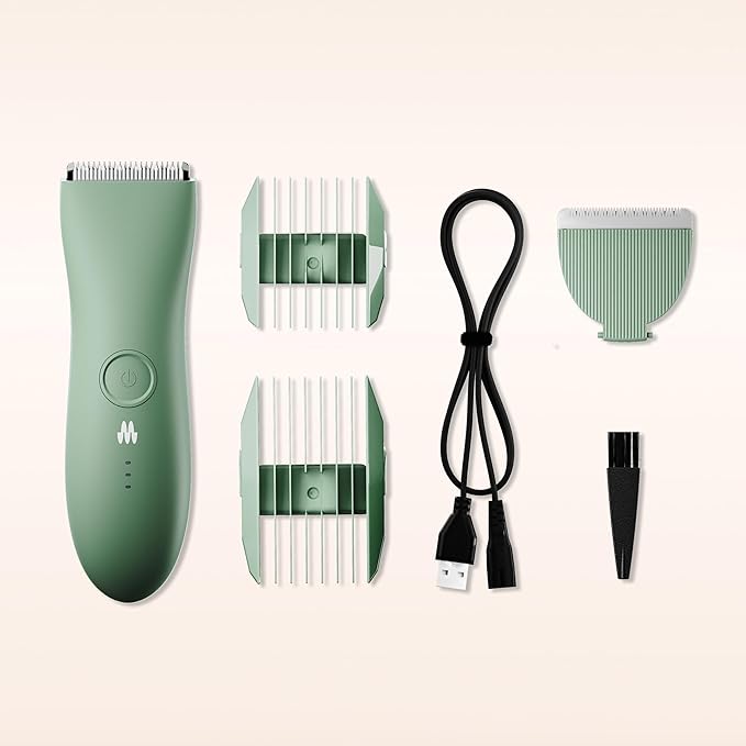 MERIDIAN The Trimmer Original - Body Hair Trimmer for Men, Electric Shaver for Pubic Hair, Chest, Legs & Bikini, Waterproof & Rechargeable, Sage-VivaGrace Women