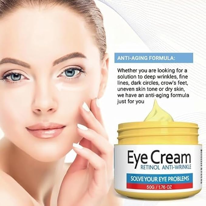 Retinol Eye Cream for Improving Dark Circles and Puffiness Under Eye Bags Under Eye Cream Reduce Aging Line Smoothing Wrinkles and Fine Lines Moisturizing Eye Cream Unisex 1.76OZ/50G-VivaGrace Women