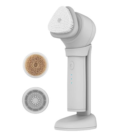 skn by conair Daily Glow Facial Cleansing Brush, All-in-One Facial Brush Includes 3 Interchangeable Attachments for Complete Cleansing, Exfoliation, and Rejuvenation-VivaGrace Women