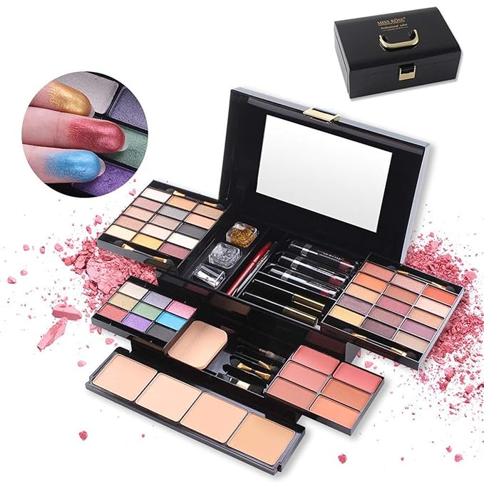 54 Colors All in one Makeup Gift Set Holiday Birthday Beauty Cosmetic Essential Starter Bundle Include 39 Eyeshadow Palette, 6 Blush, 6 Sponge Stick, 4 Compact Powder, 3 Lipstick, Eyeliner-VivaGrace Women