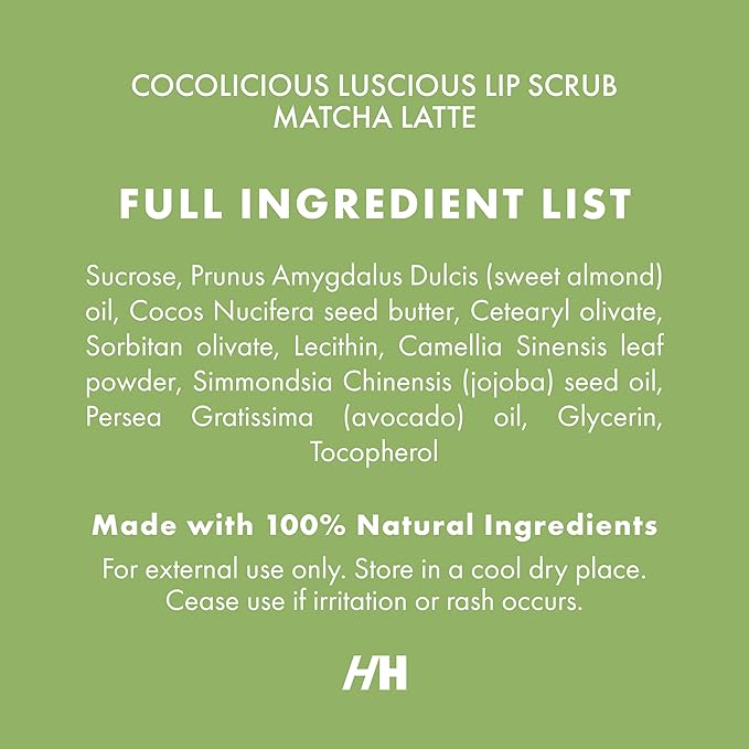 Handmade Heroes Matcha Latte Lip Scrub 1oz | 100% Natural Vegan Skin Care | Deep Conditioning Lip Scrub for Dry Lips with Jojoba Oil Avocado Oil | Natural Lightening Lip Exfoliator & Lip Plumper-VivaGrace Women