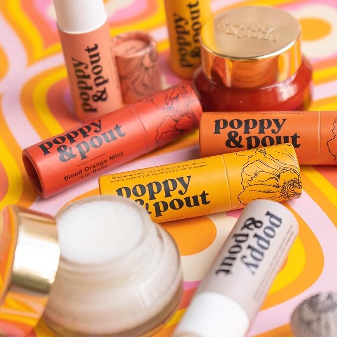 Poppy & Pout Blood Orange Mint Jumbo Lip Balm | All Natural Lip Balms & Moisturizers | Hydrates with Beeswax, Vitamin E, Organic Coconut Oil | Cruelty-Free | Lip Balm in Recyclable Cardboard Tube-VivaGrace Women