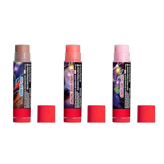 Lip Smacker Marvel Spiderman Holiday 3 pcs Flavored Lip Balm Tin, Stocking Stuff For Boys-VivaGrace Women