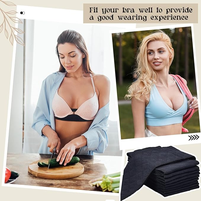 Toulite 10 Pcs Cotton Bra Liners 3 Layer Rectangle Under Bra Pads Sweat Liners for Women Sweating Supplies-VivaGrace Women