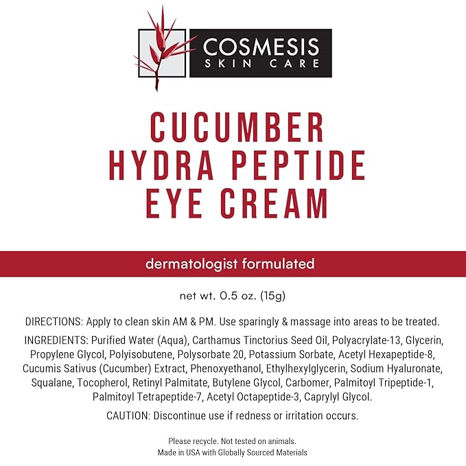 Cucumber Hydra Peptide Eye Cream - Minimize Fine Lines, Promote Smooth Skin & Protect Delicate Under-Eye Skin - 0.50 oz - Cosmesis-VivaGrace Women