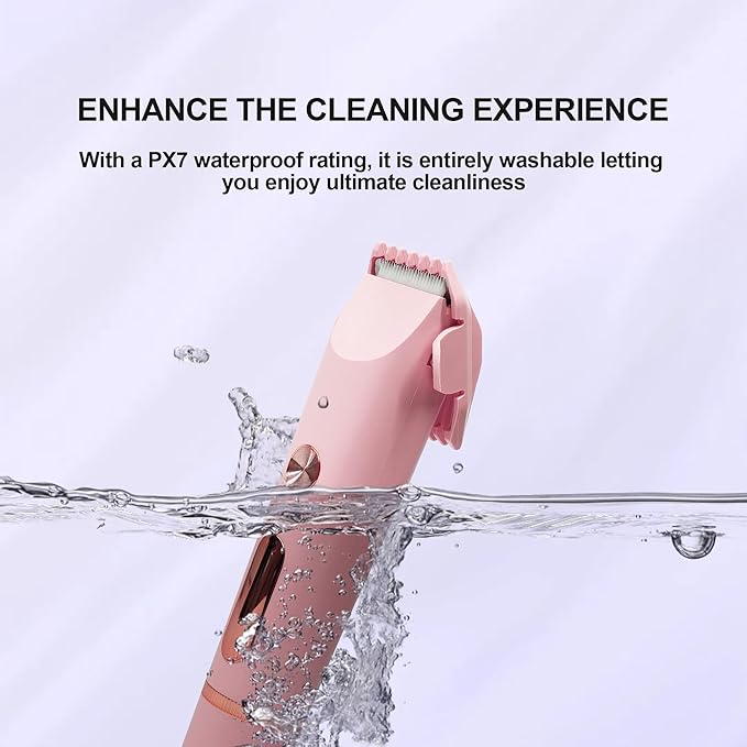 2025 Upgraded Bikini Trimmer for Women & 2 in 1 Dermave Bikini Shaver with LCD Display, Dual Head Cordless Electric Shaver, IPX7 Waterproof Wet/Dry Body Hair Trimmer for Face Body Intimate Areas,Pink-VivaGrace Women