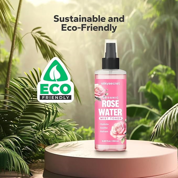 Organic Rose Water Spray (8.45 Fl Oz), Rosewater Spray for Face & Hair, Rose Water for Skin Care-VivaGrace Women