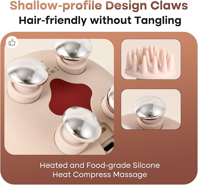arboleaf Heated Scalp Massager Head Massager Scalp Stress Relax Hair Massager with Heat Cordless Kneading Massage Cat Massager, Gift for Mom Dad-VivaGrace Women