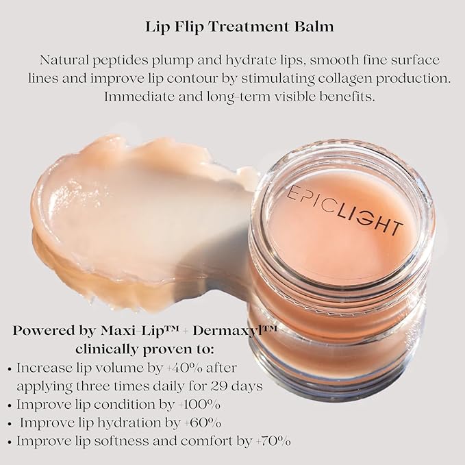 EpicLight Lip Flip Treatment Balm - Lip Balm and Plumper - Peptide Treatment for Lips Volume & Hydration - Plump, Smooth, and Moisturize Lips - Paraben & Sulfate-free, Non-Toxic Makeup-VivaGrace Women